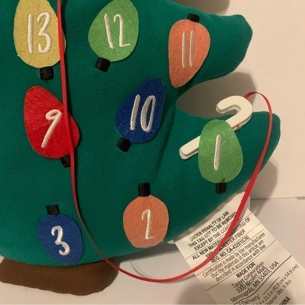 NWT. WONDERSHOP Advent Calendar Christmas Tree Pillow